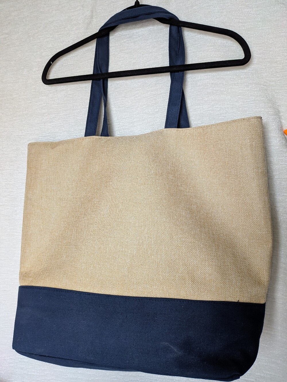 "I Need Vitamin Sea" Large Canvas Tote - Navy & Natural Vacation Ready NWT - Picture 5 of 9